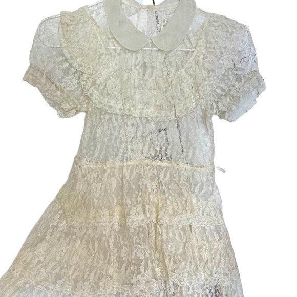 🗝️VINTAGE LACE DRESS 5T / 6 IVORY TIERED TURN OF THE CENTURY🗝️ - Picture 2 of 10